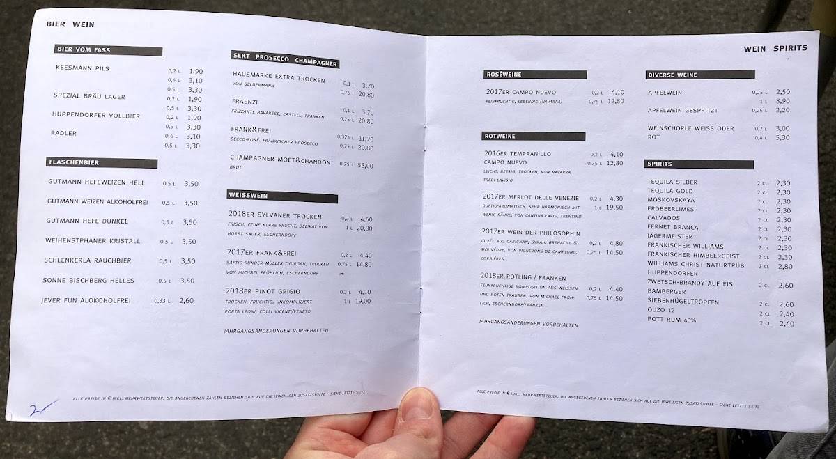 Speisekarte von Cafe Müller, Bamberg