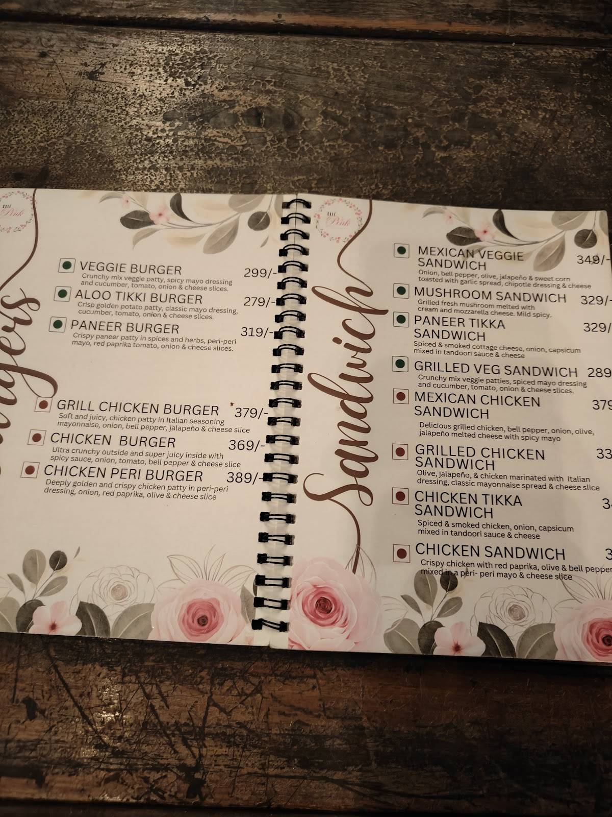 Cafe Pink Hauz Khas Village menu