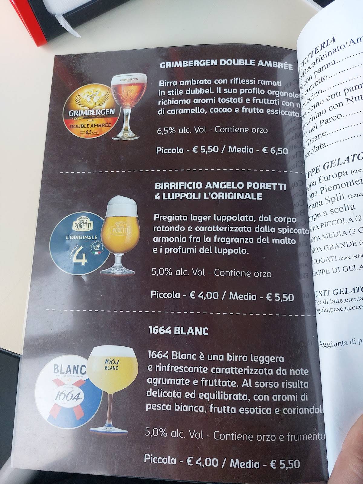 Menu di Caffè del Parco 