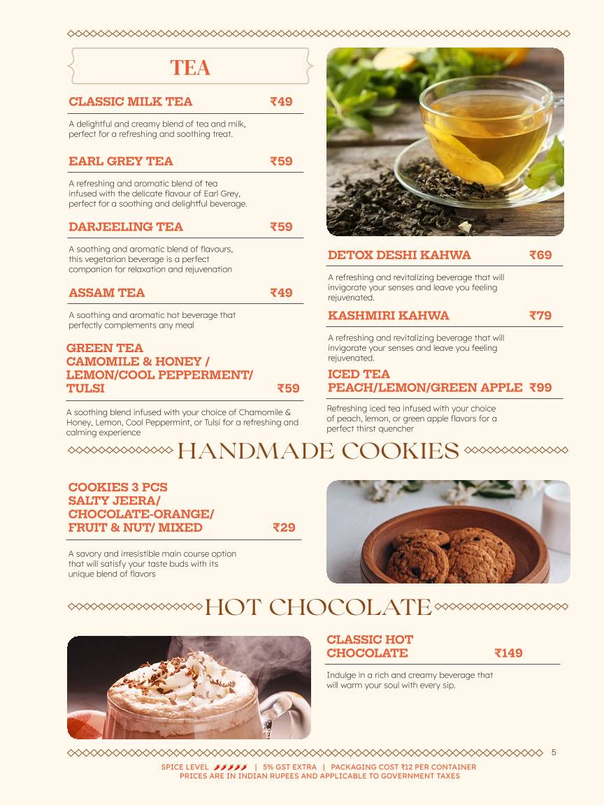 Cafe Calcutta Classic menu