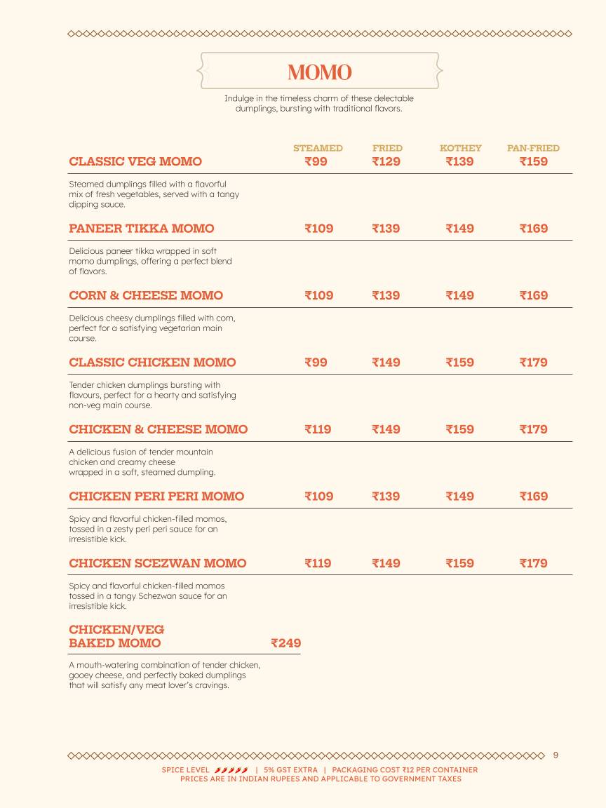 Cafe Calcutta Classic menu