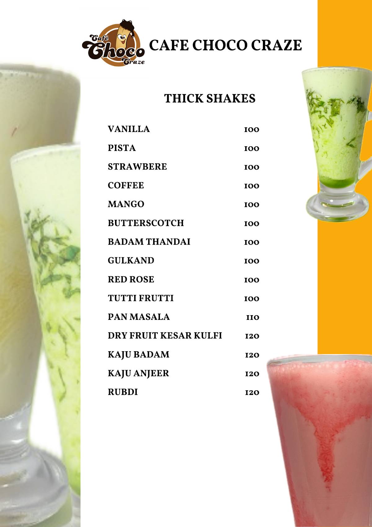 कैफे चोको क्रेझ गडहिंग्लज menu