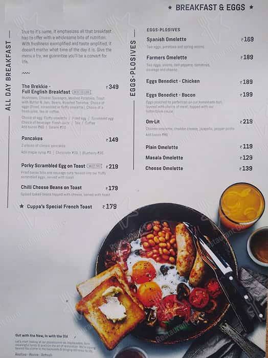 Cuppa Redefined - HSR Layout's Neighbourhood Cafe & Restaurant menu