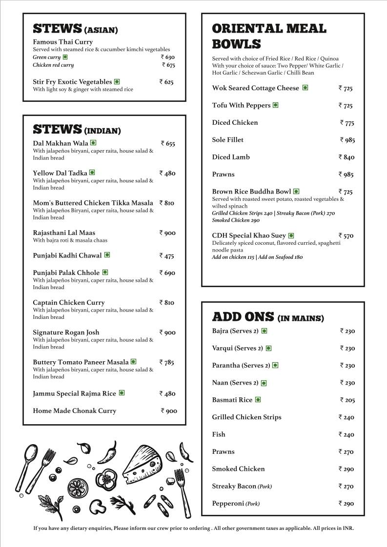 Cafe Delhi Heights menu