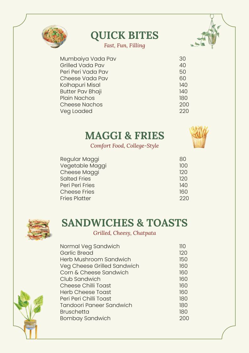 Dhara Cafe & Restaurant menu