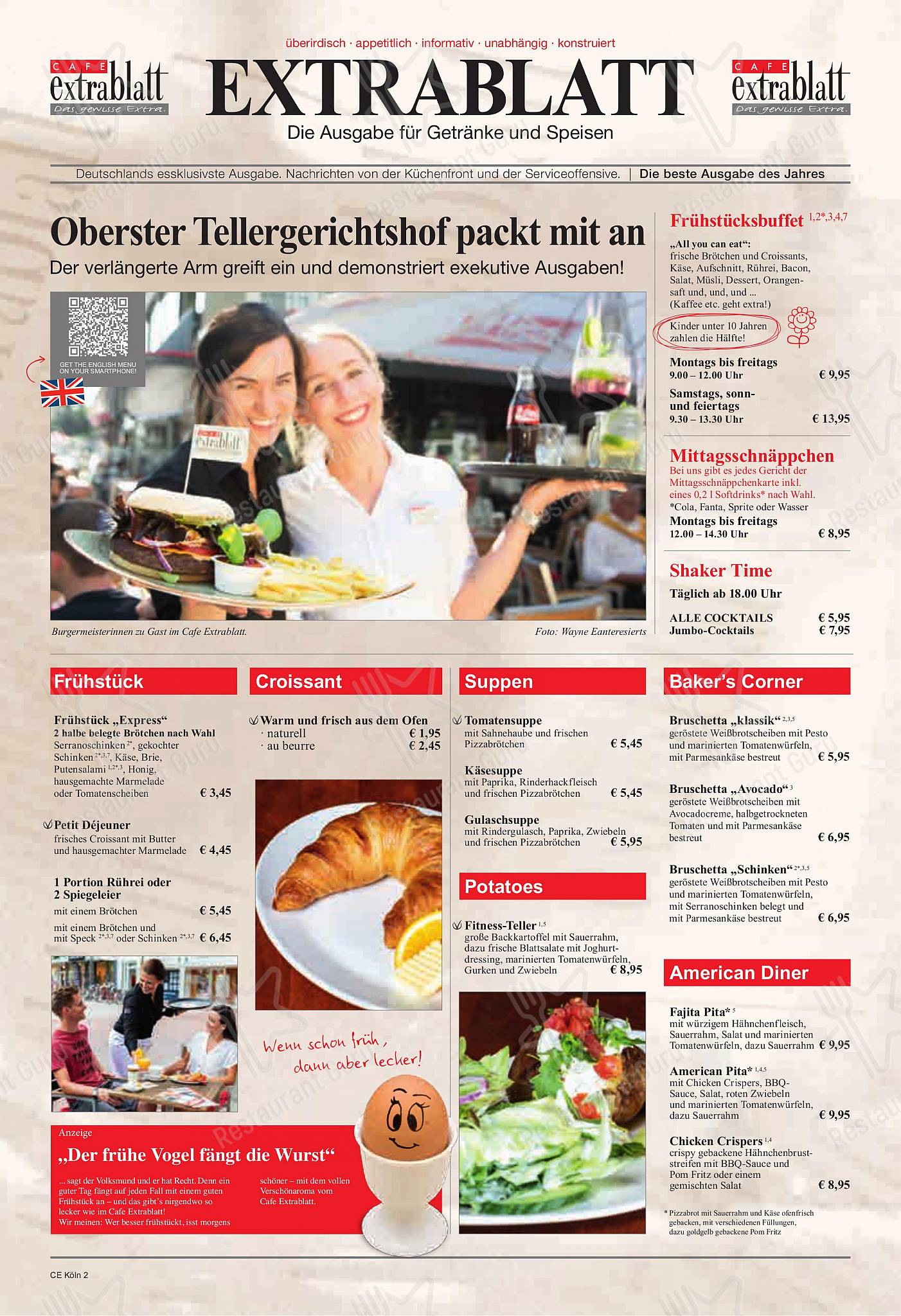Menu pour Cafe Extrablatt Köln Eigelstein - Lunch Menu