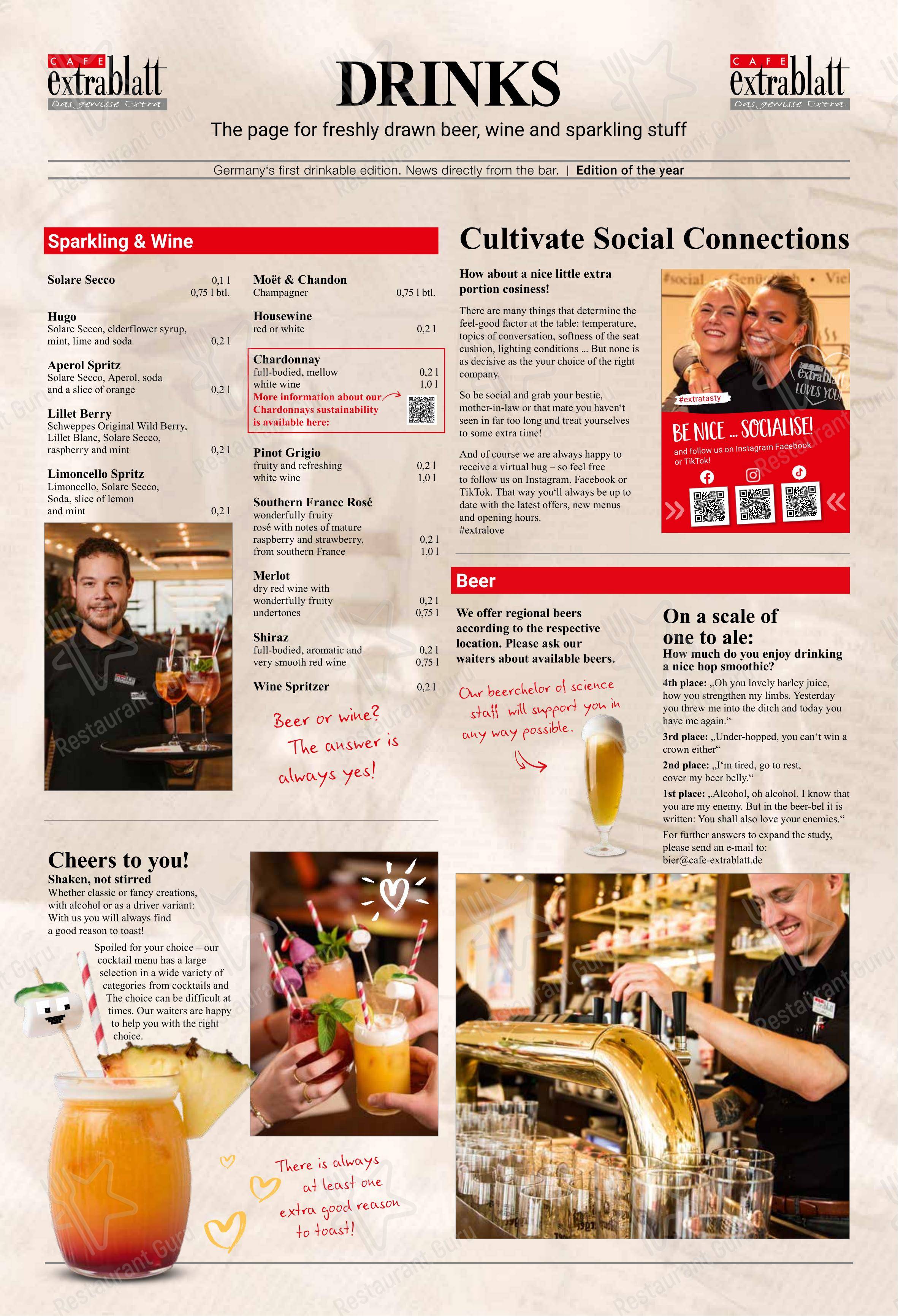 Menu pour Cafe Extrablatt Köln Eigelstein - 菜单