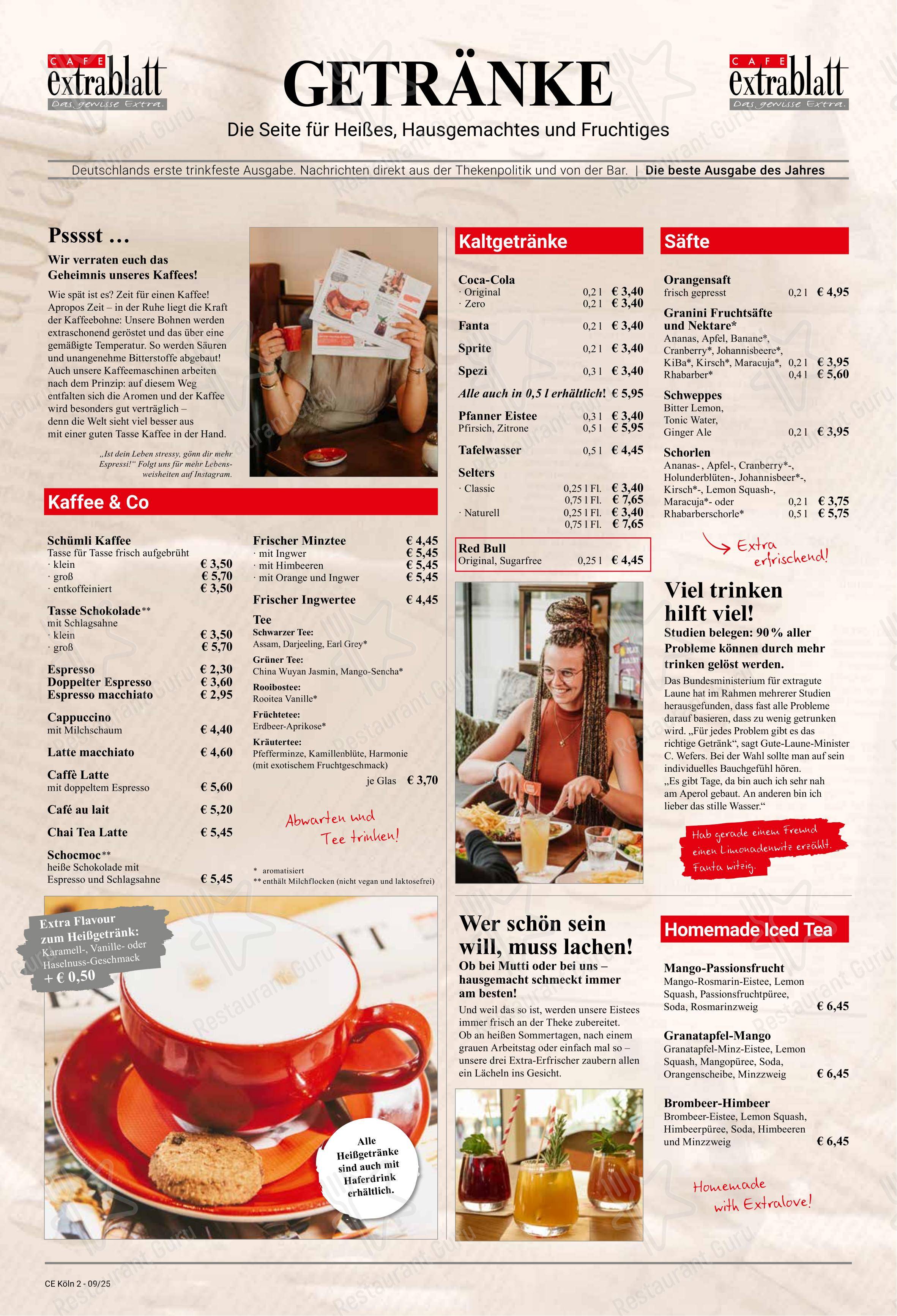 Menu pour Cafe Extrablatt Köln Eigelstein - Menu
