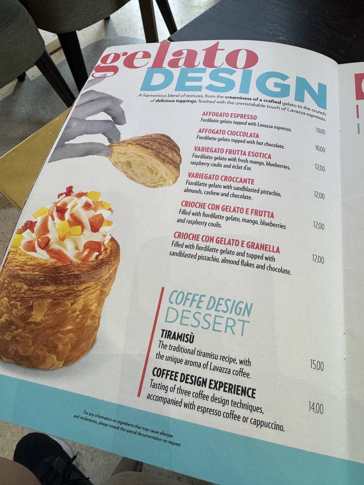 Menu di Flagship Store Lavazza - Milano 