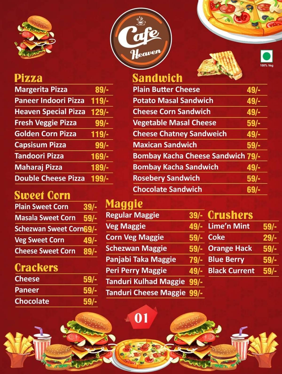 Cafe Heaven menu