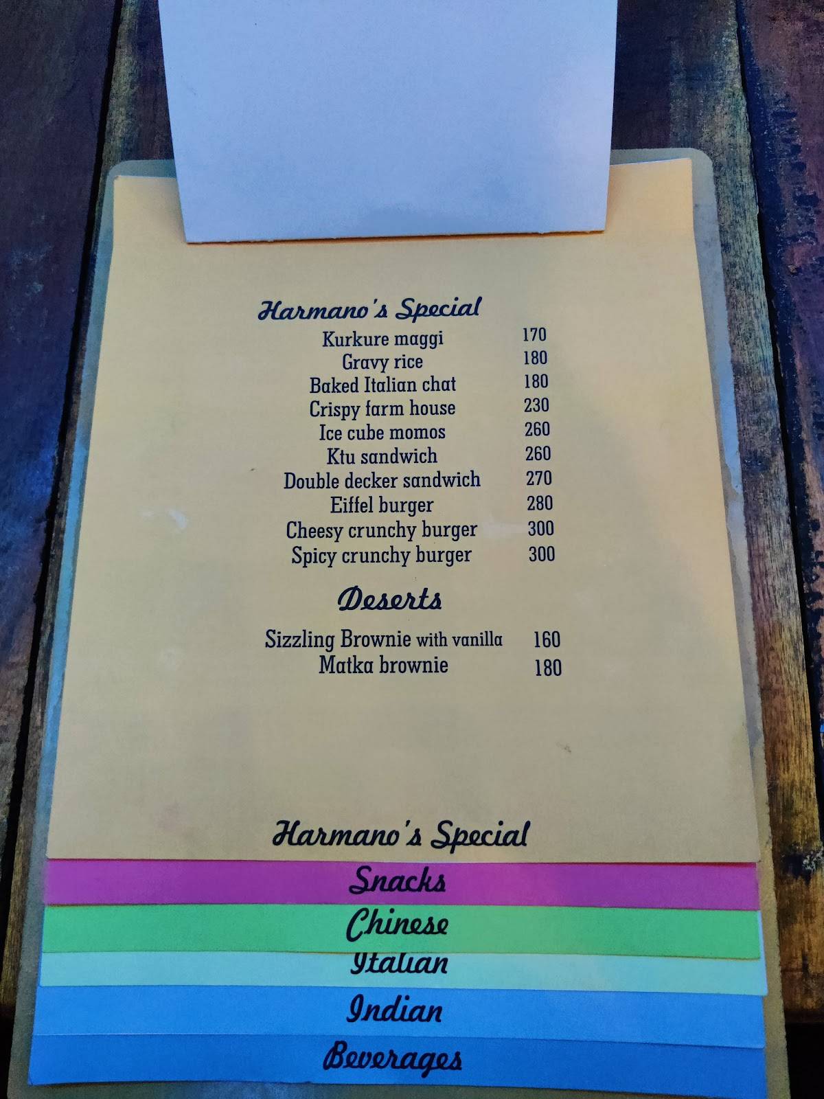 Hermano's cafe menu