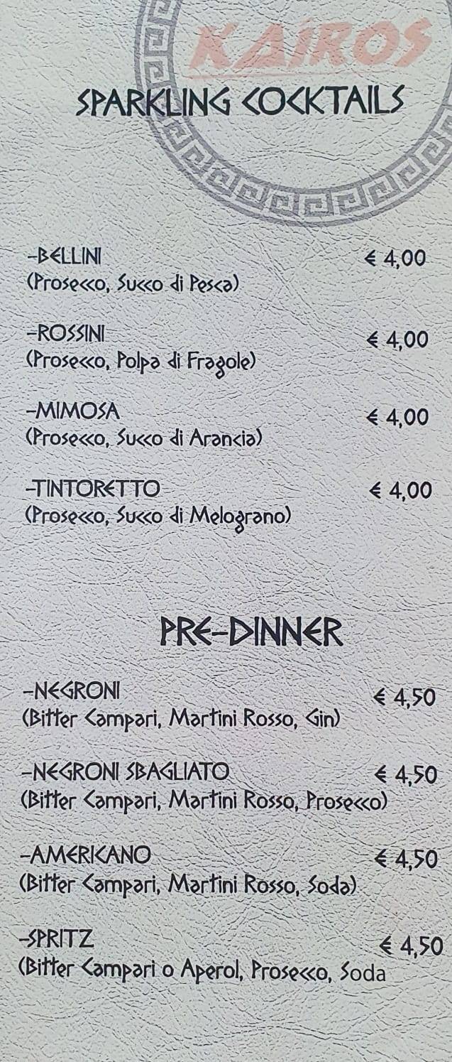 Menu di Kairos 