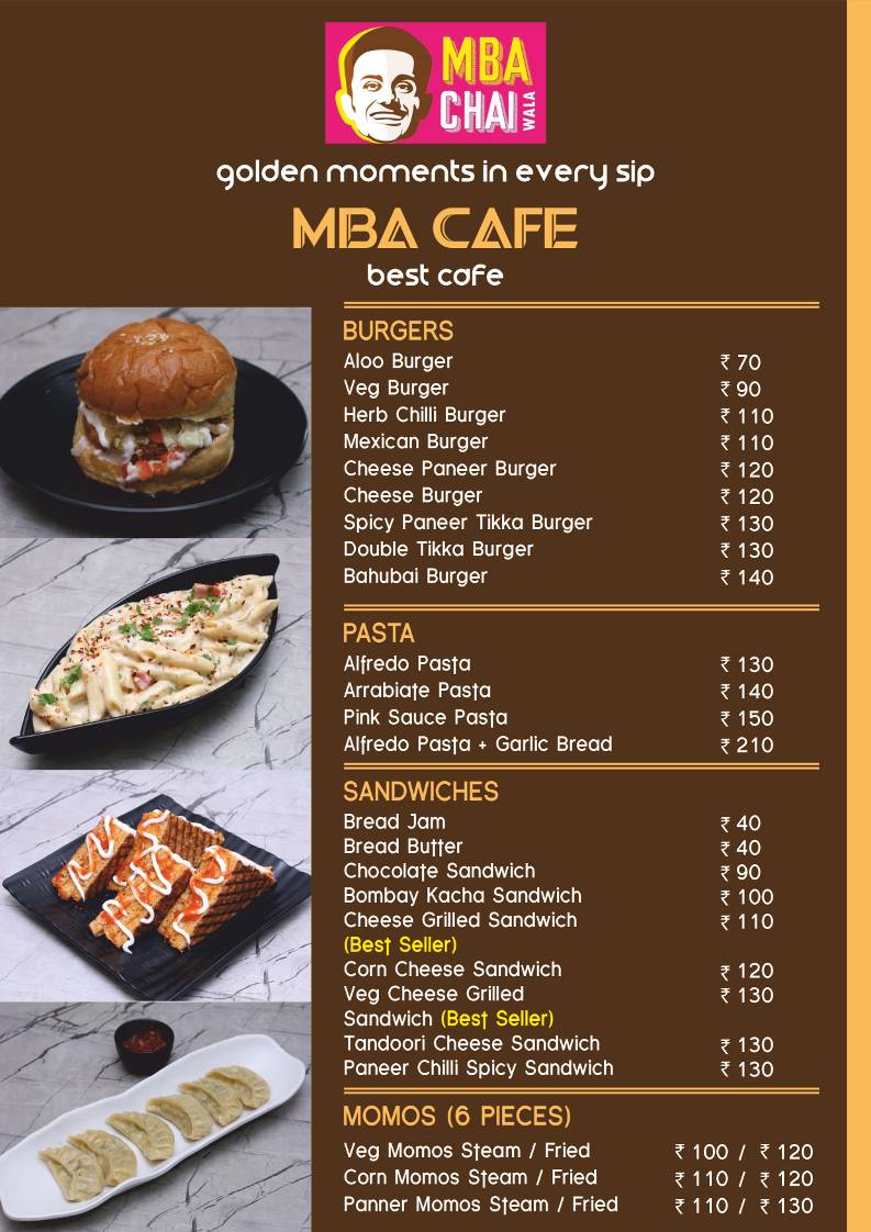 MBA Chai Wala Solapur menu