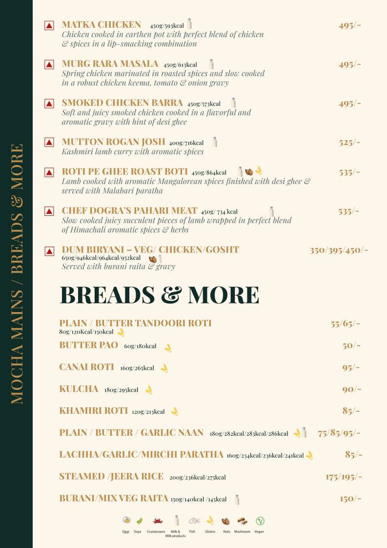 Mocha Cafe & Bar menu