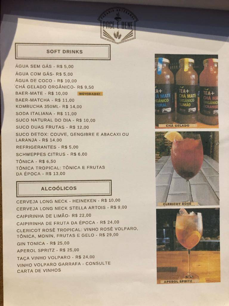 Pace e Bene Padaria Artesanal cardápio