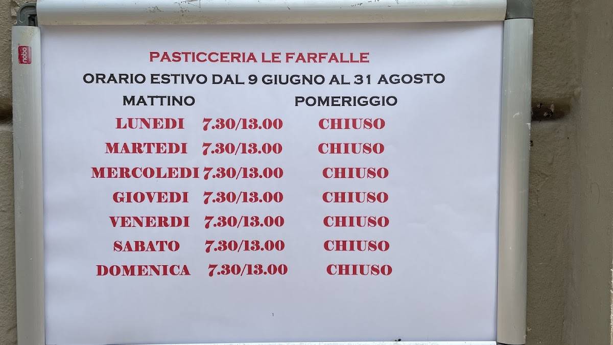 Menu di Pasticceria Le Farfalle 