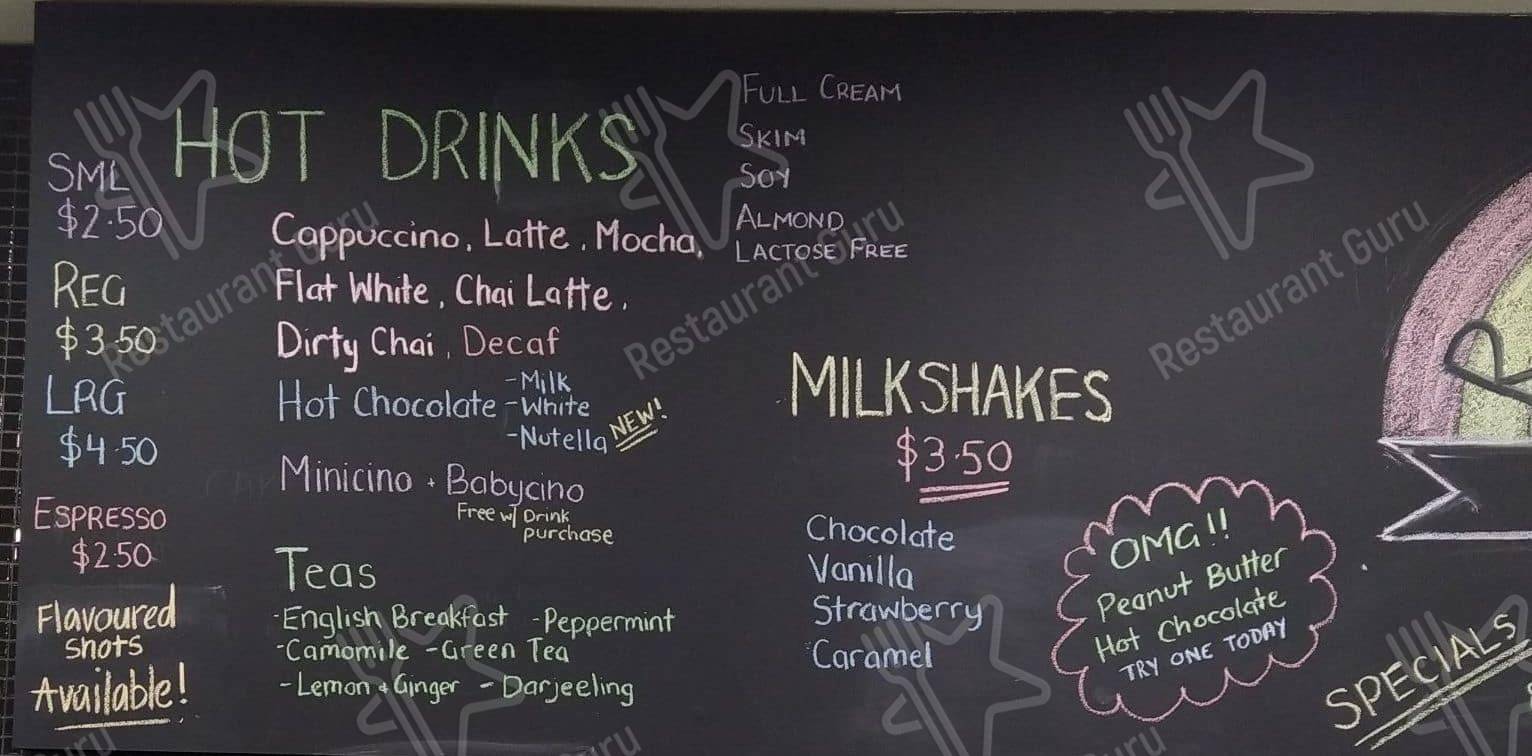 Menu at Rainbow Cafe, Eastern Creek