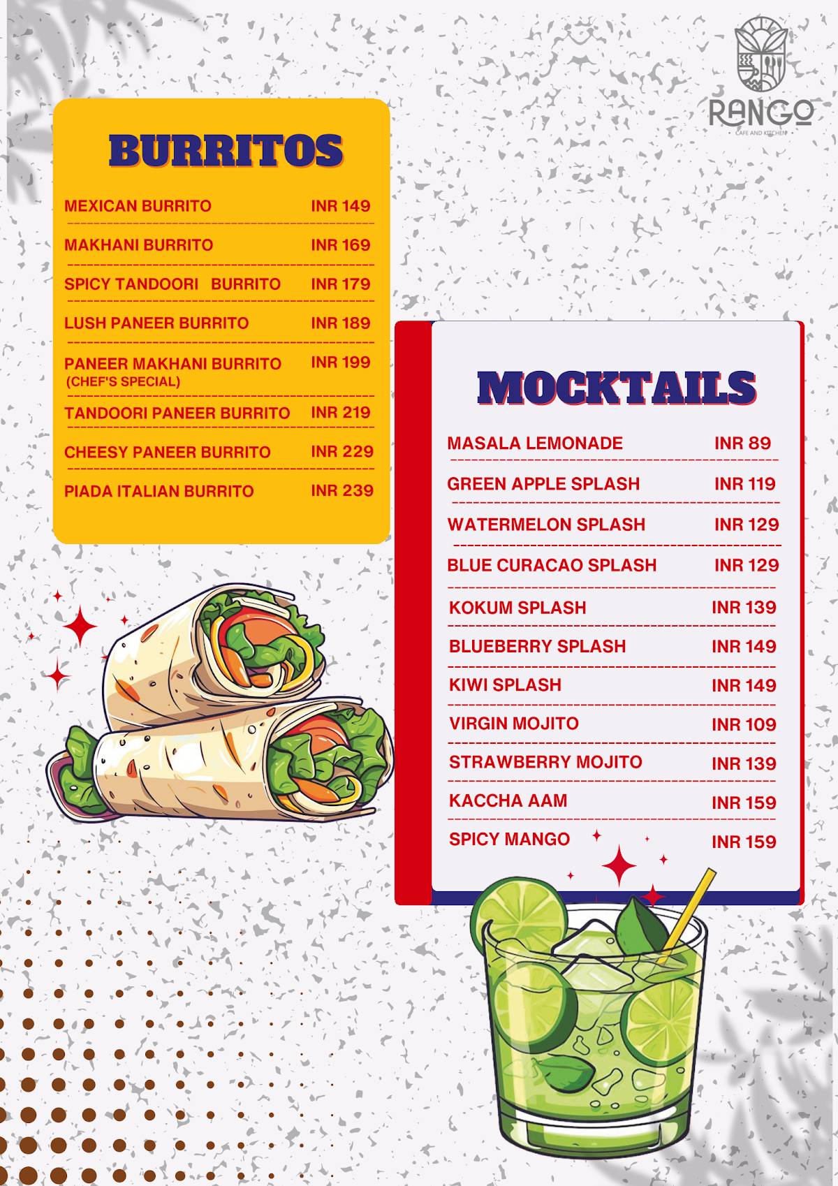 Rango Cafe & Kitchen (Best Cafe in Vaishali) menu