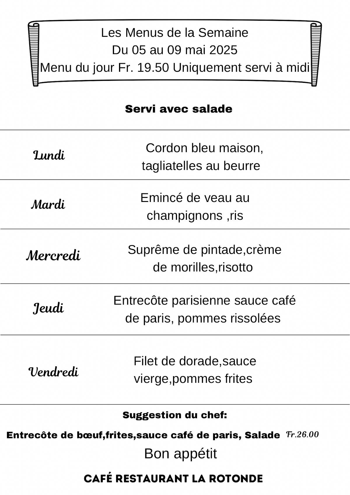 Menu di Café Restaurant La Rotonde 