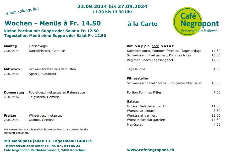 Menu di Café Restaurant Negropont 