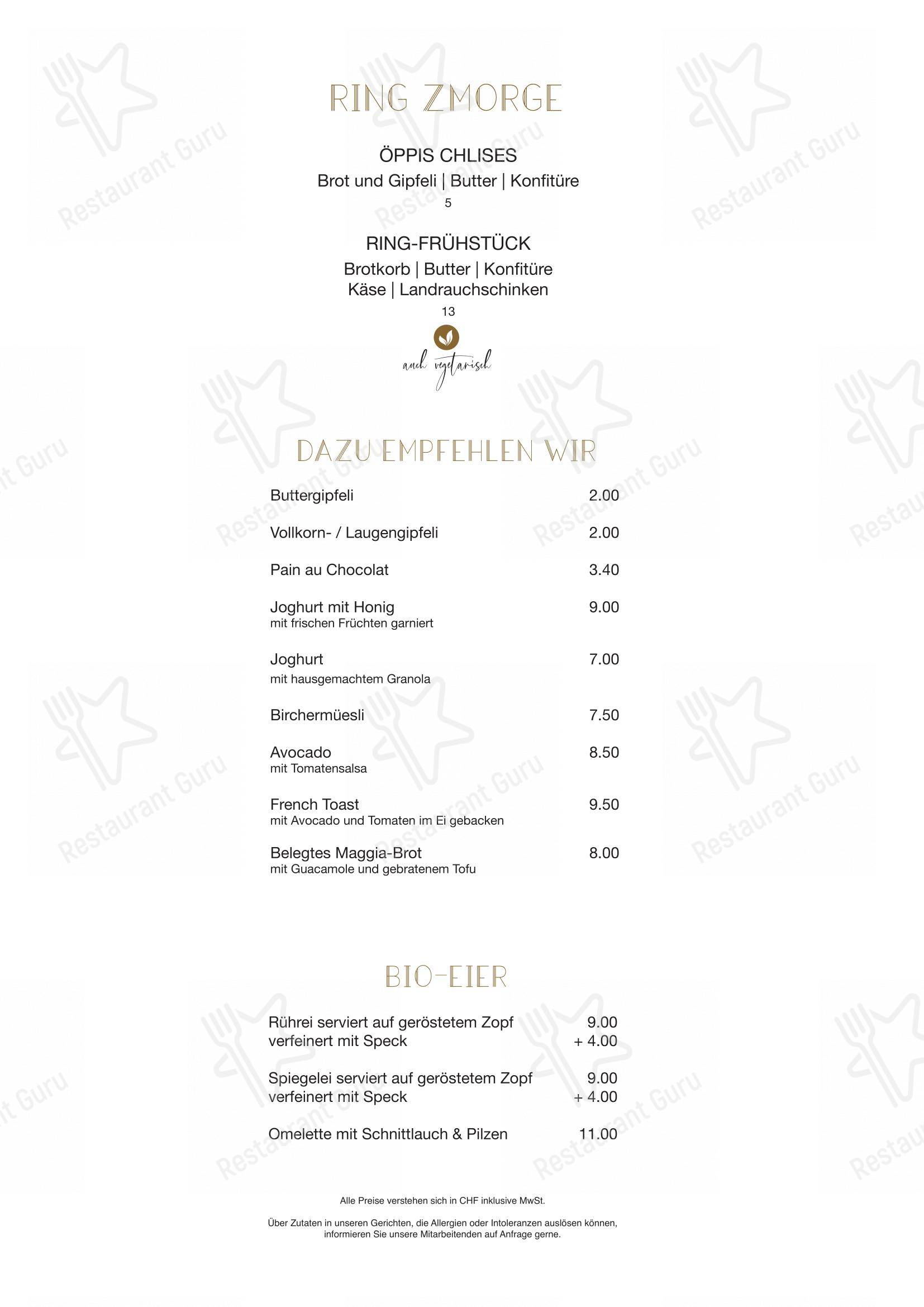 Menu per Café Ring caffè bar