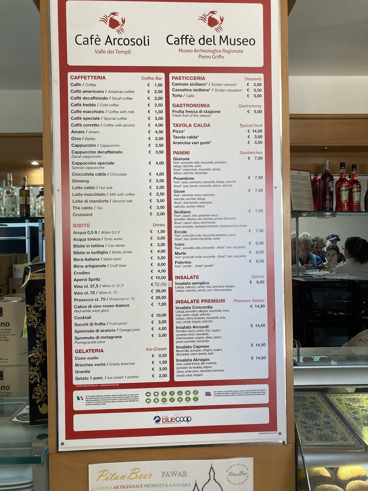Menu di Cafe Ristoro Arcosoli 