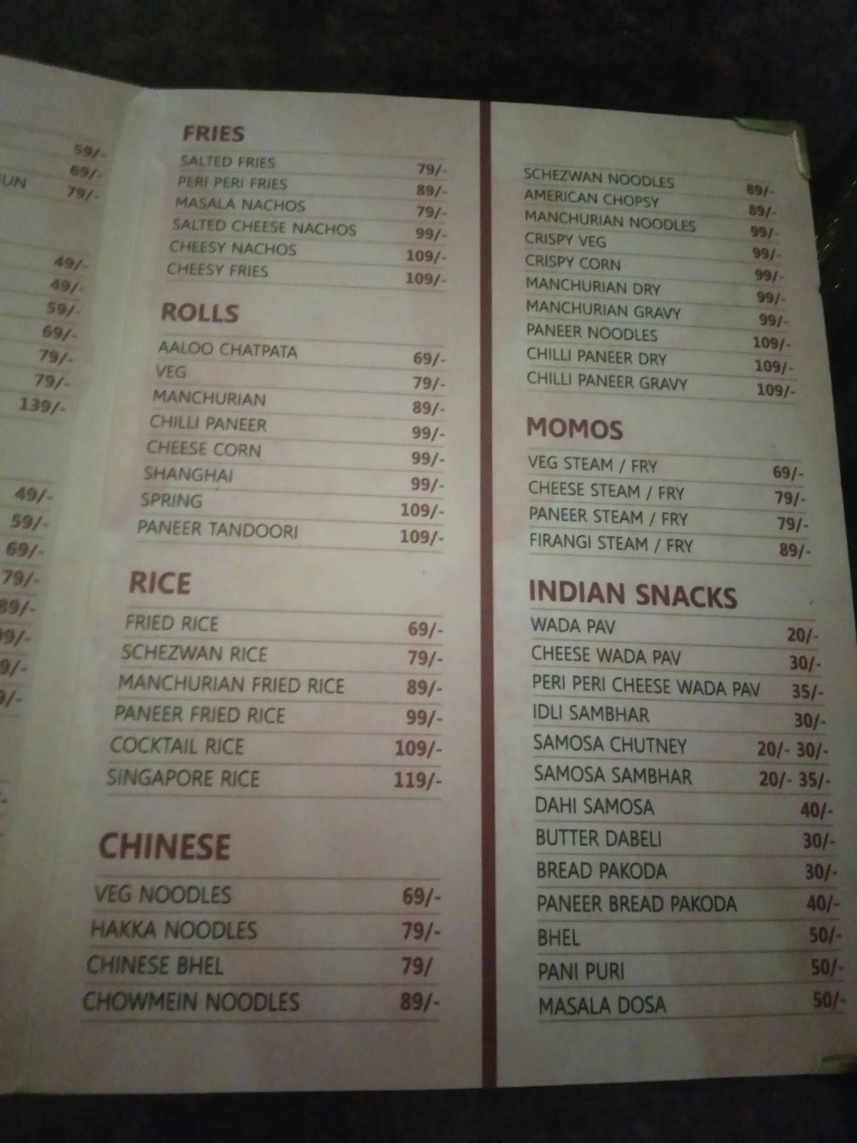 Cafe Royce menu