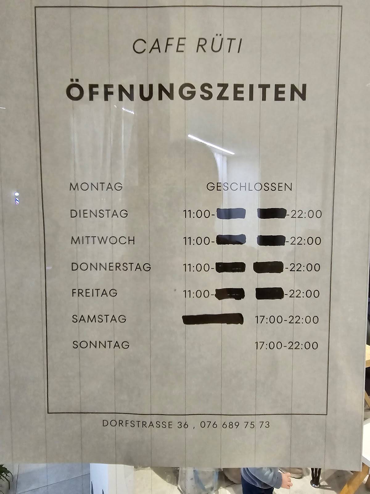 Menu di Café Rüti 
