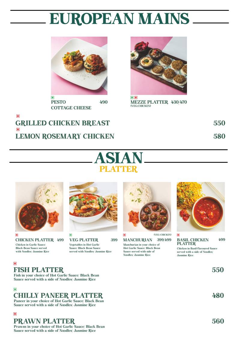 Cafe Sandoz - Vagator, Goa menu