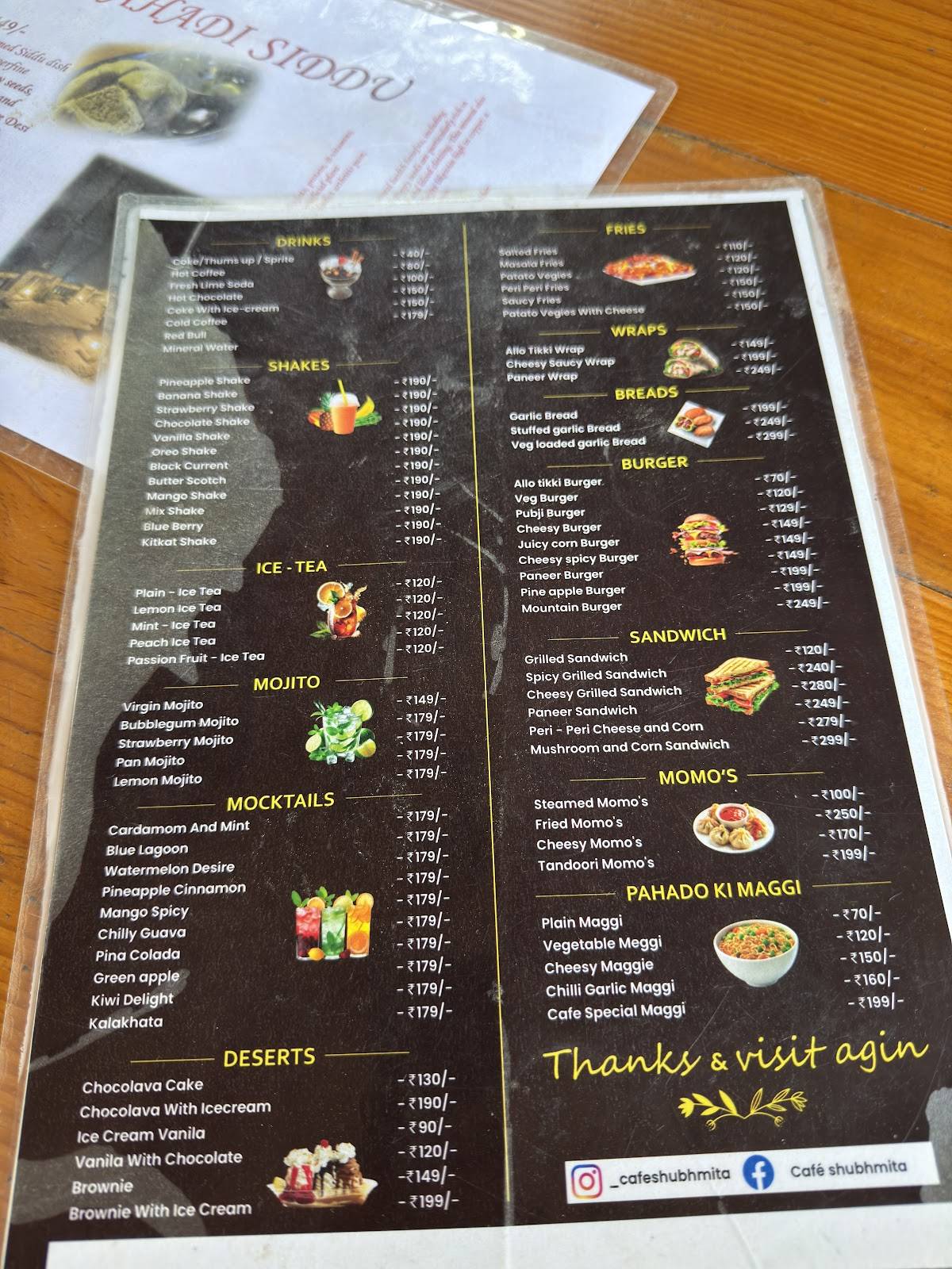 Cafe Shubhmita menu