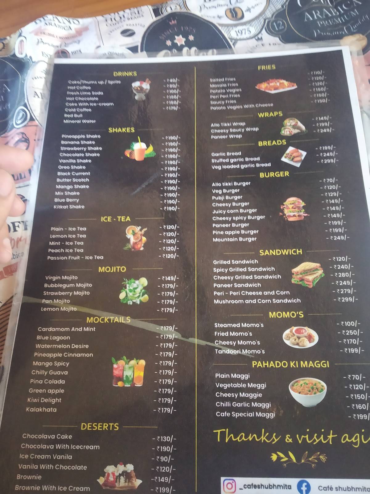 Cafe Shubhmita menu
