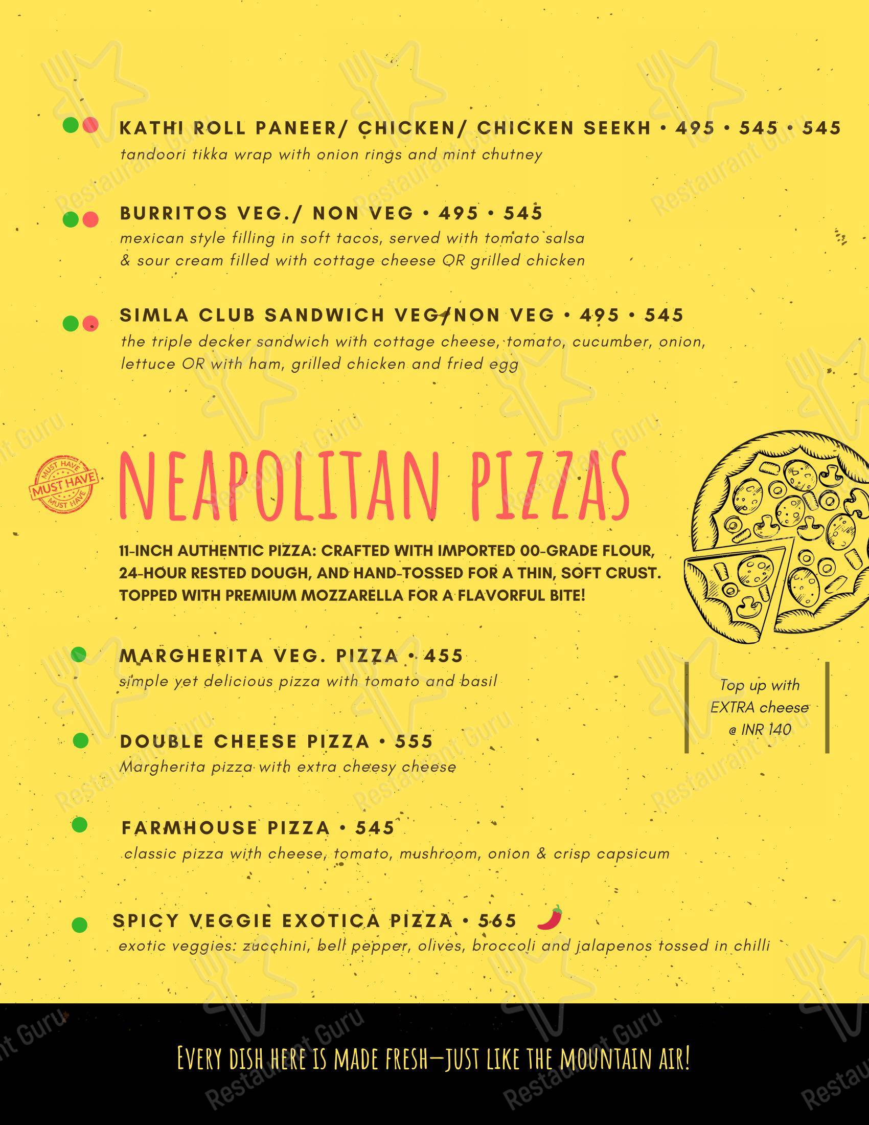 Menu for the Cafe Simla Times : Cafe, Biergarten & Bar on the Mall Road Shimla ( Awarded Most Instagrammable Cafe of Himachal) cafe