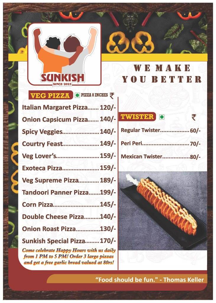 Sunkish Cafe menu