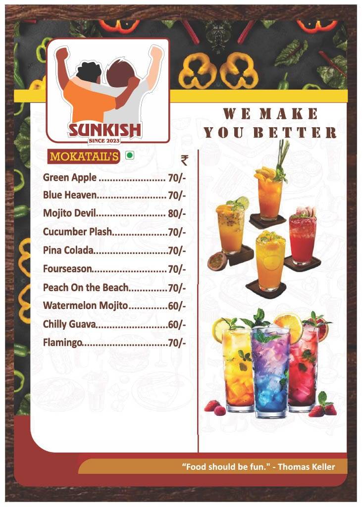 Sunkish Cafe menu
