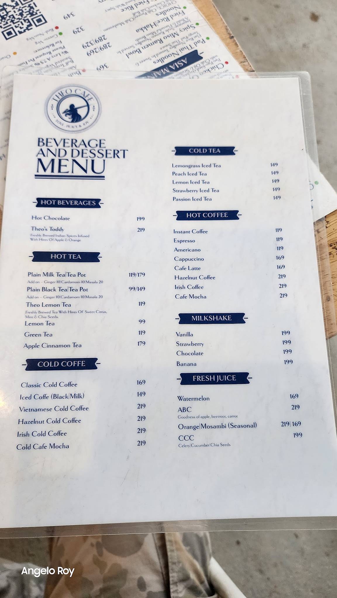 Theo Cafe menu