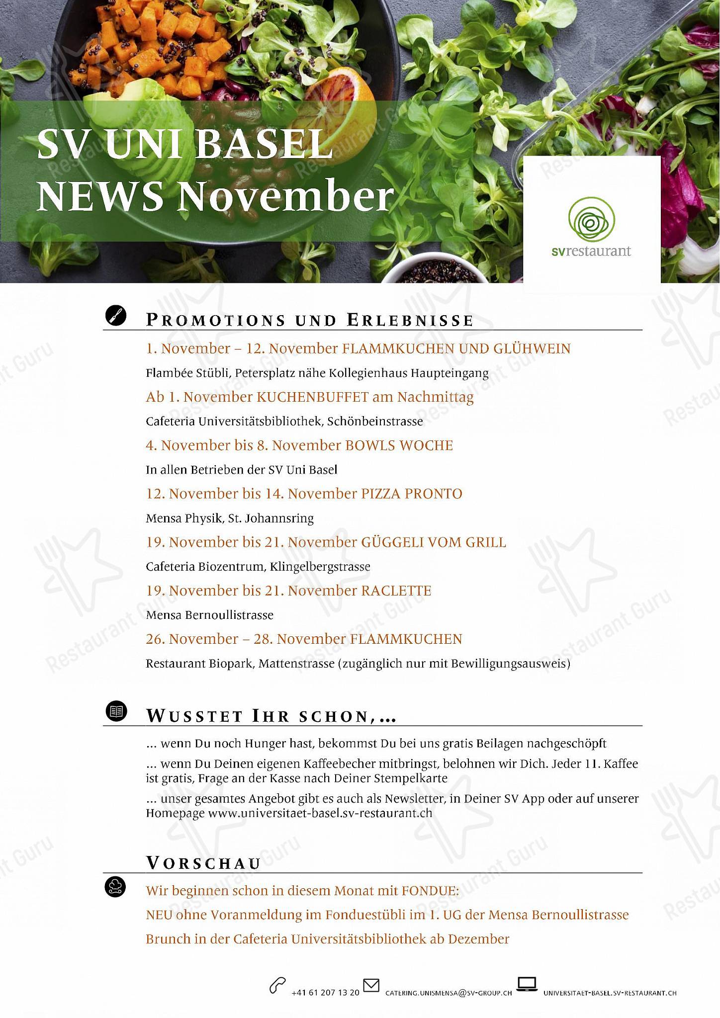 Lunch Menu per Cafeteria La Strada in Basilea