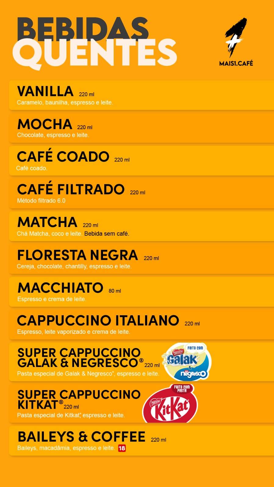 Cafeteria Mais1.Café - Maringá cardápio