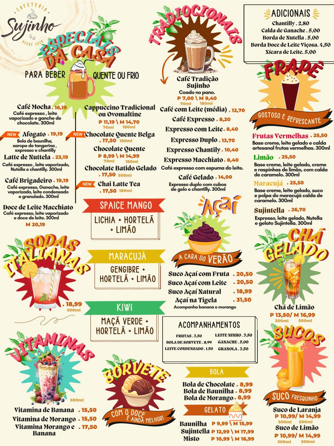 Cafeteria Sujinho cardápio