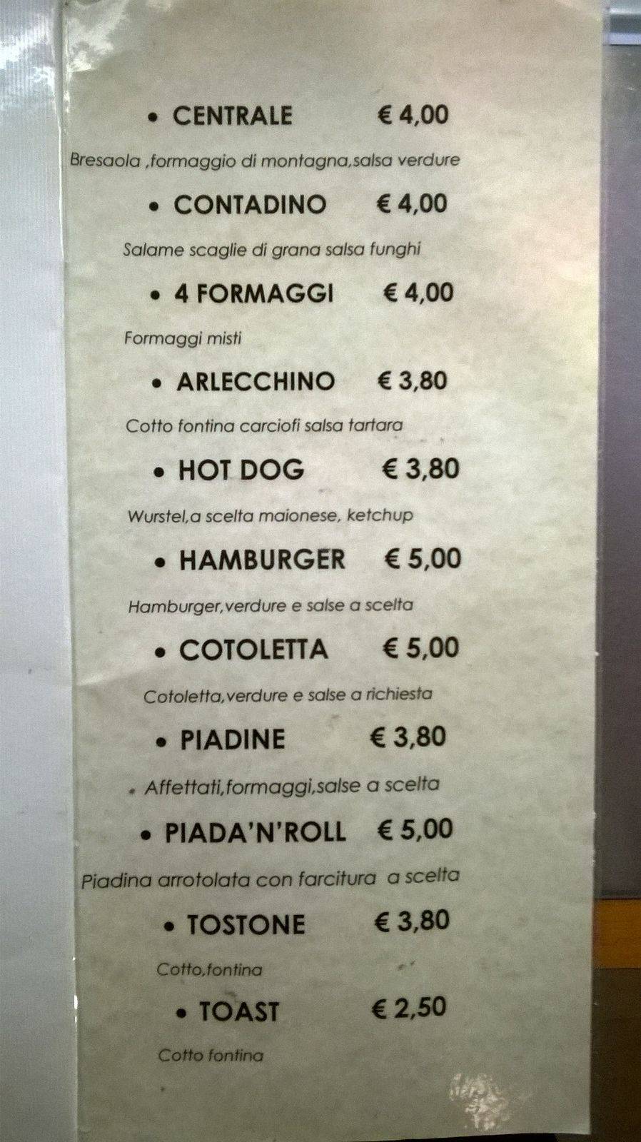 Menu di Caffe' Centrale Di Marinelli Maria & C. Sas 