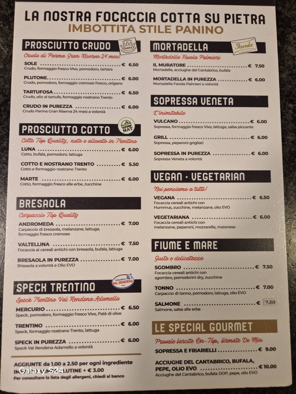 Menu di Caffè De Min 