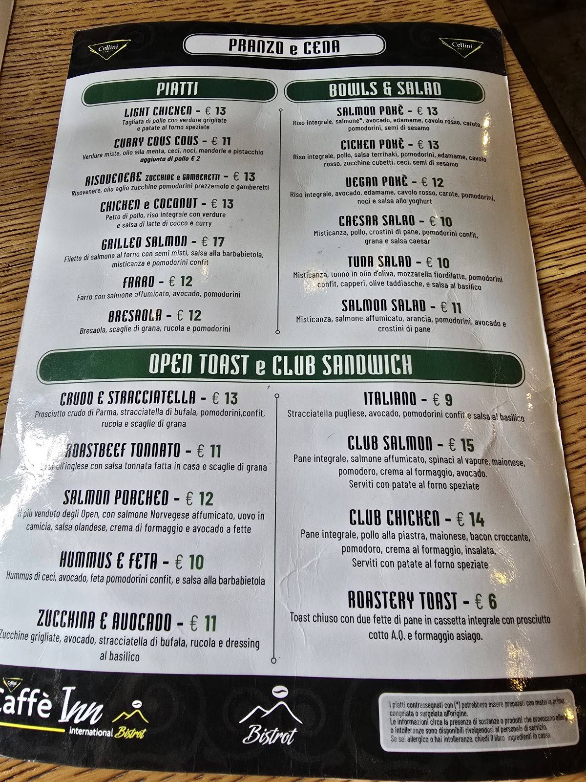 Menu di Caffè Inn - Milano Roastery 