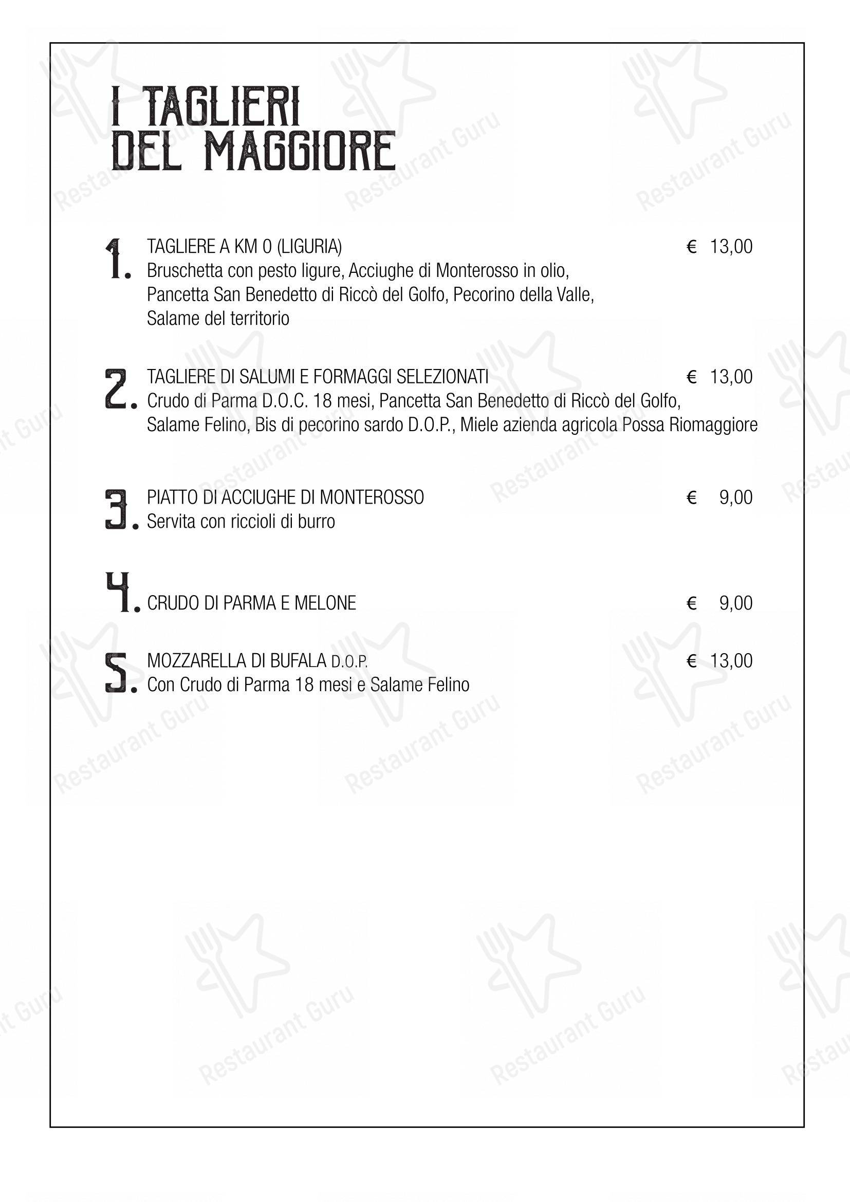 Menu pour Caffè-Restaurant Il Maggiore Riomaggiore dans Riomaggiore