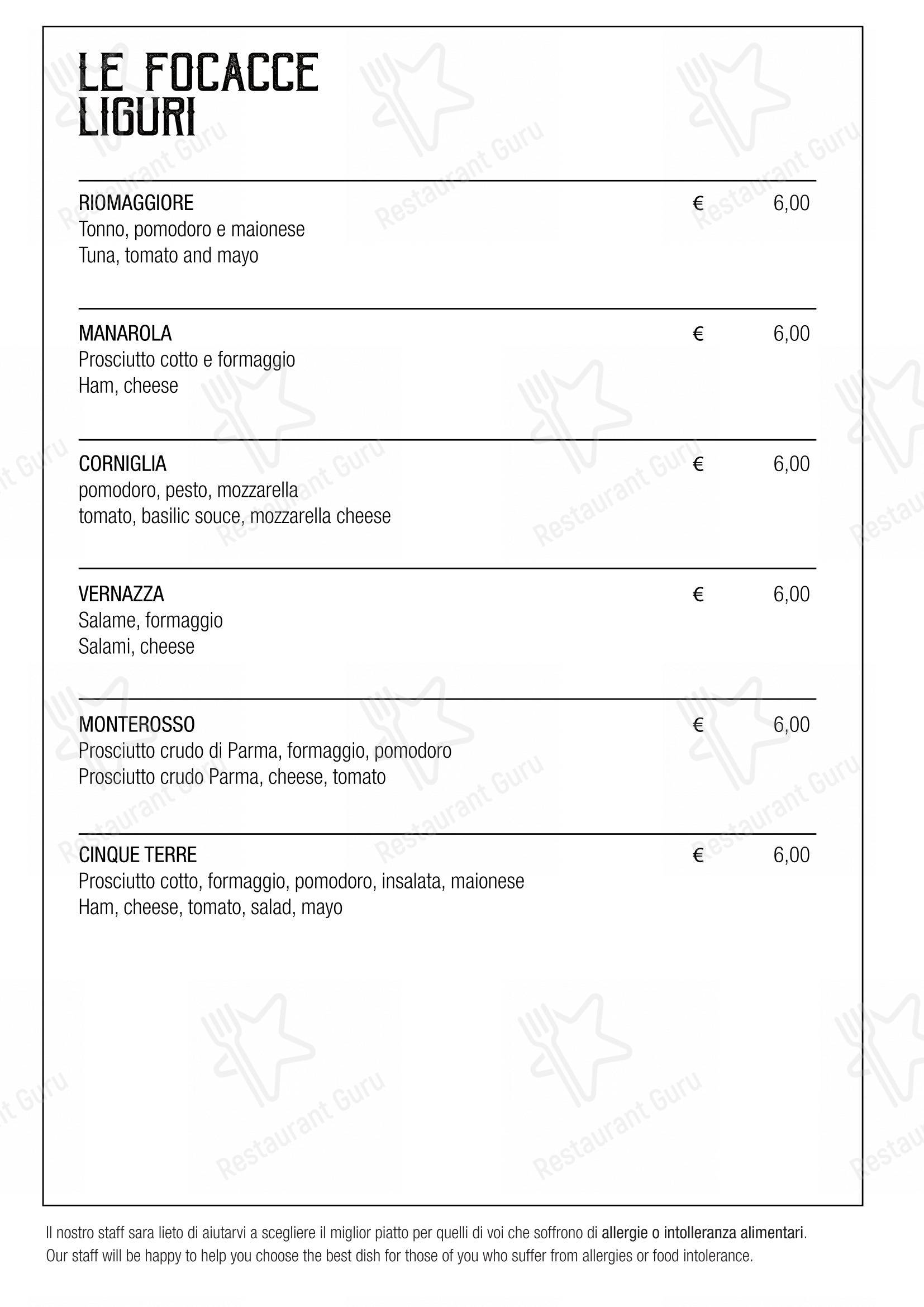 Caffè-Restaurant Il Maggiore Riomaggiore dans Riomaggiore - Menu
