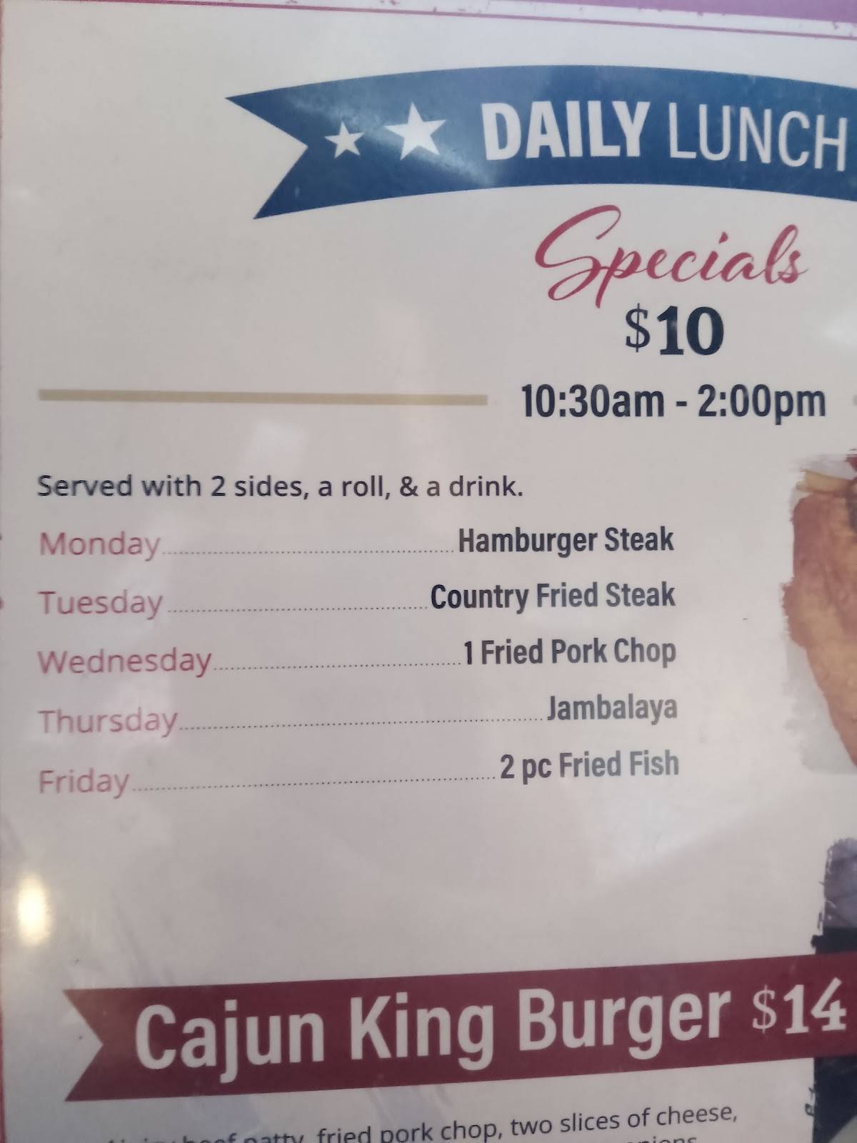 Menu at Cajun Bar and Grill, Ruston