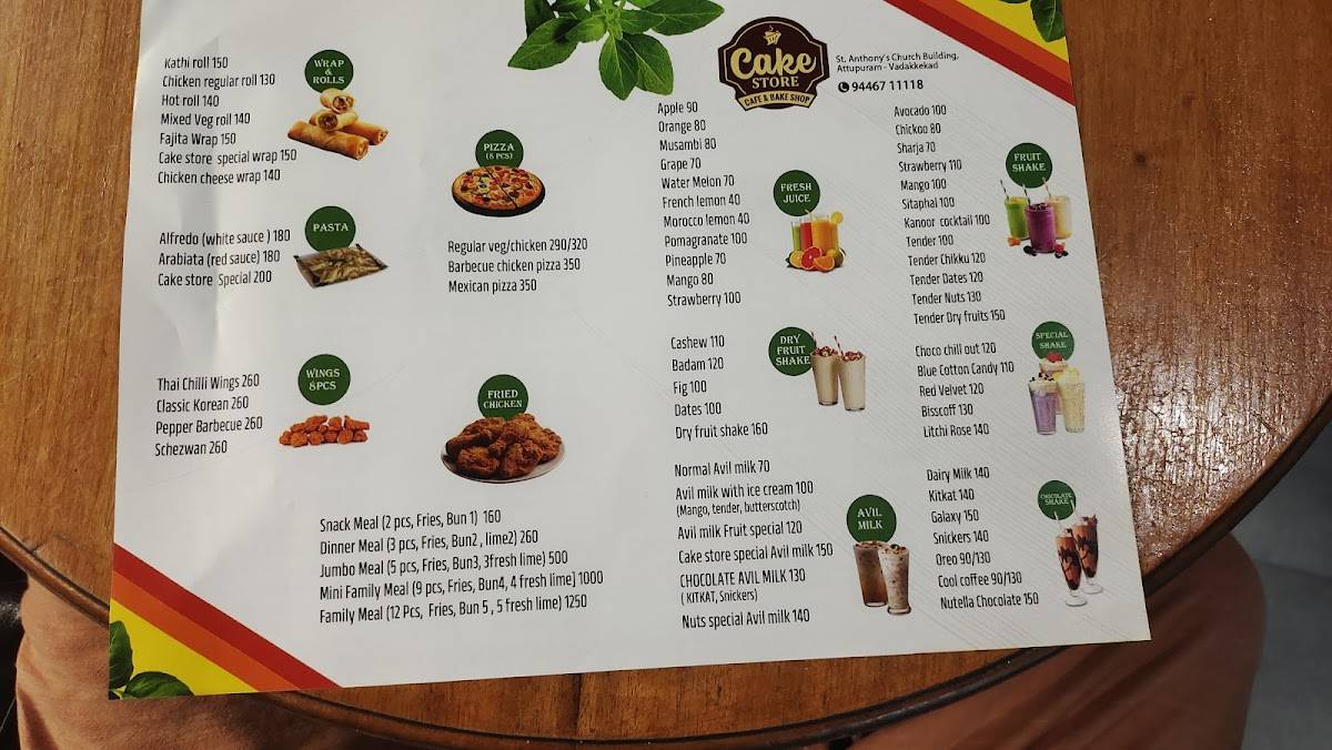 Cake store - Vadakkekad menu