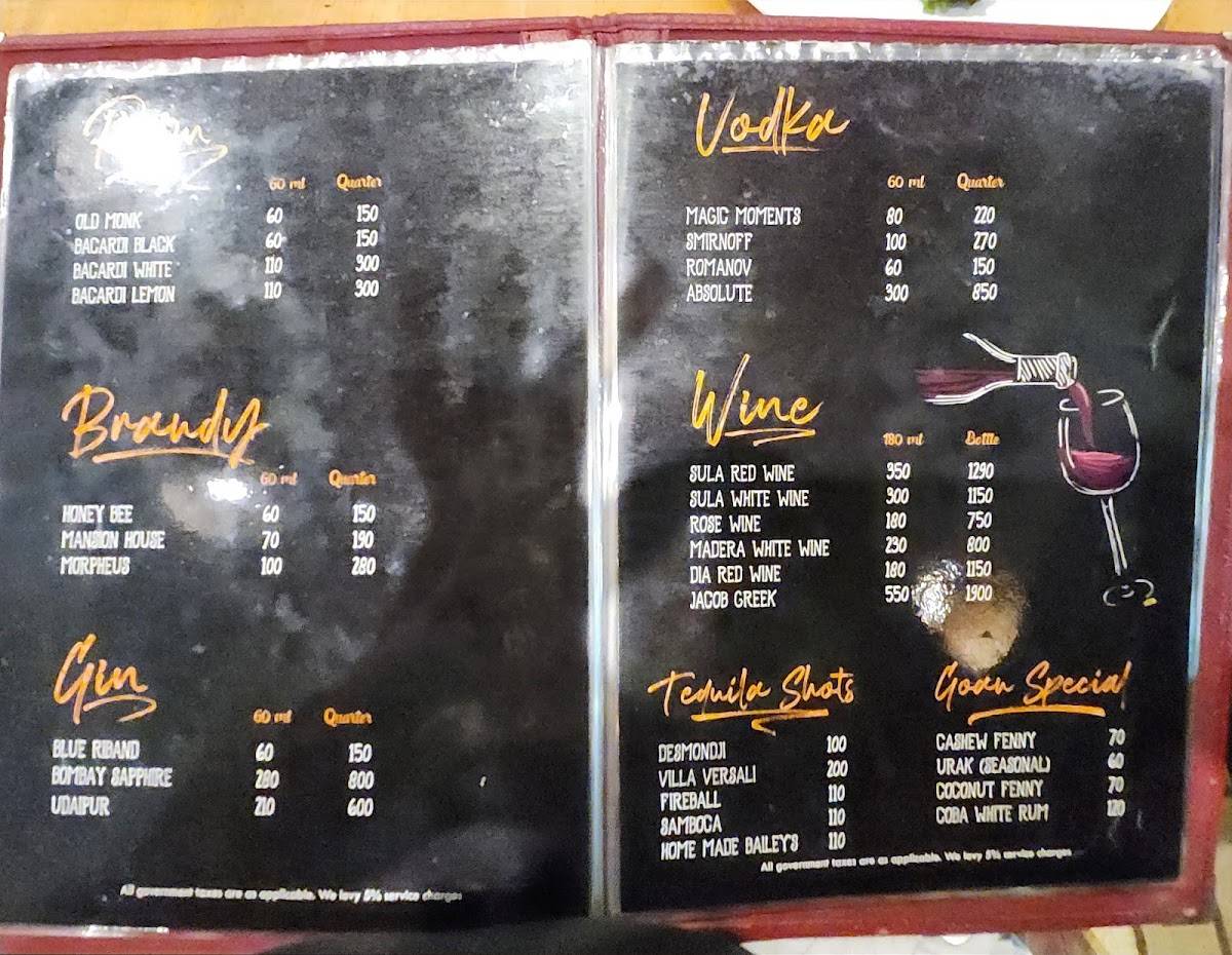 The Ocean Grill menu
