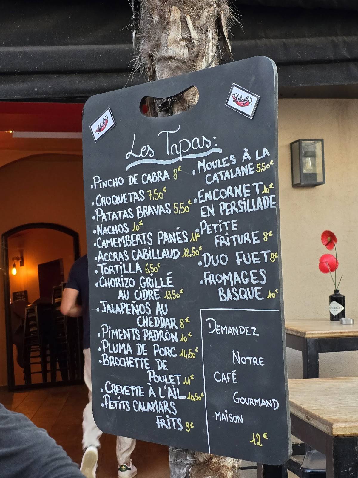 Menu de Caliente Bar à Tapas Ajaccio