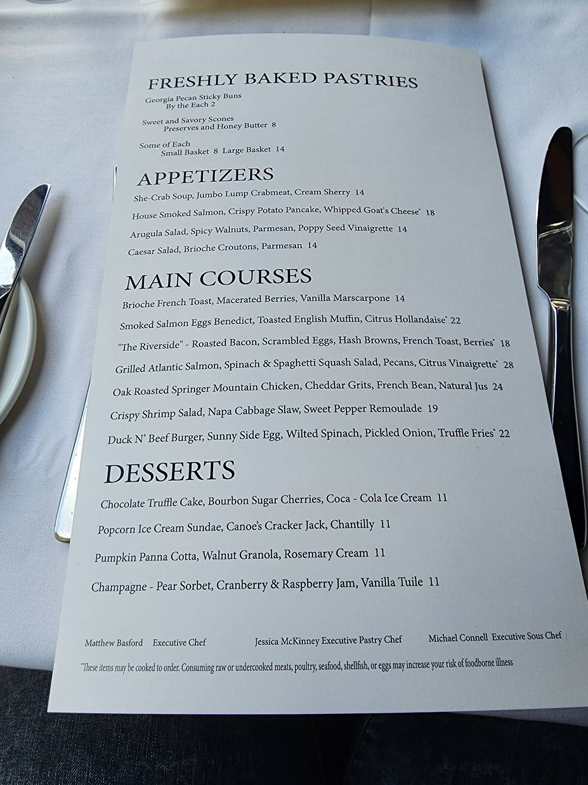 Menu at Canoe restaurant, Atlanta, Paces Ferry Rd SE