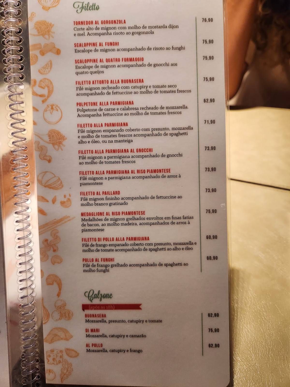 Cantina Buonasera cardápio