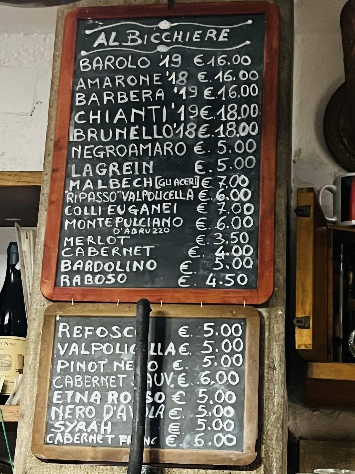Menu di Cantina do Mori 